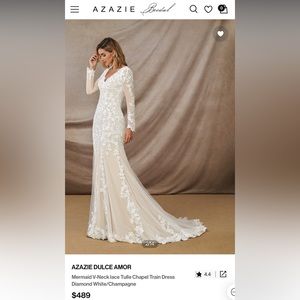 Azazie Dulce Amor Wedding Dress - Diamond White/Champagne Size 10